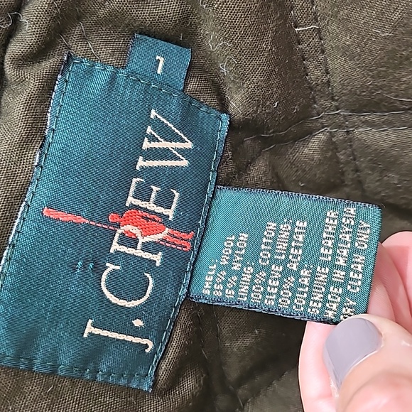 Vintage J CREW Men's Brown Wool Plaid lined chore coat jacket leather collar L - Picture 14 of 15